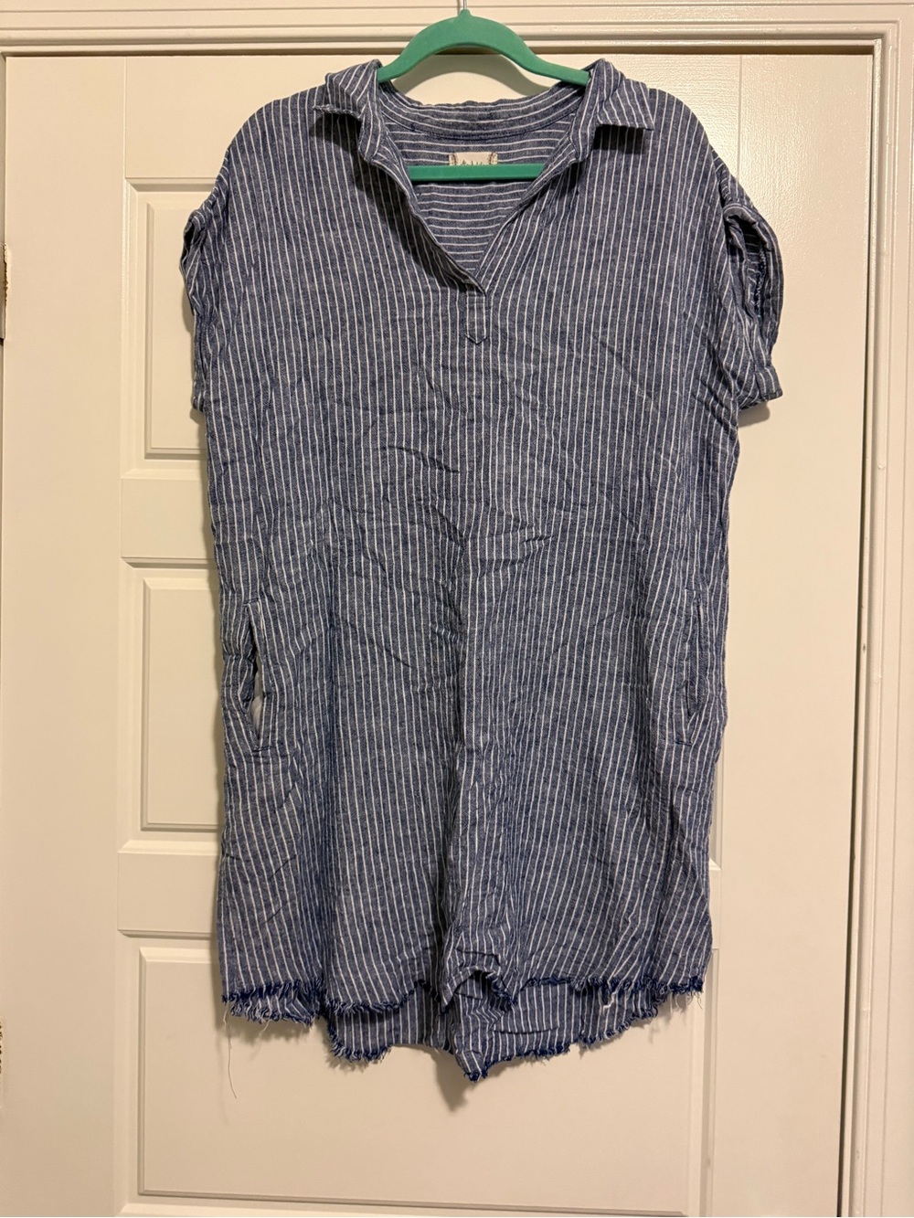 Altar’d State Day Tripper Linen Blend Striped Shirt Dress Large